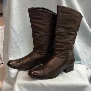 Brown Leather Knee-High Boots